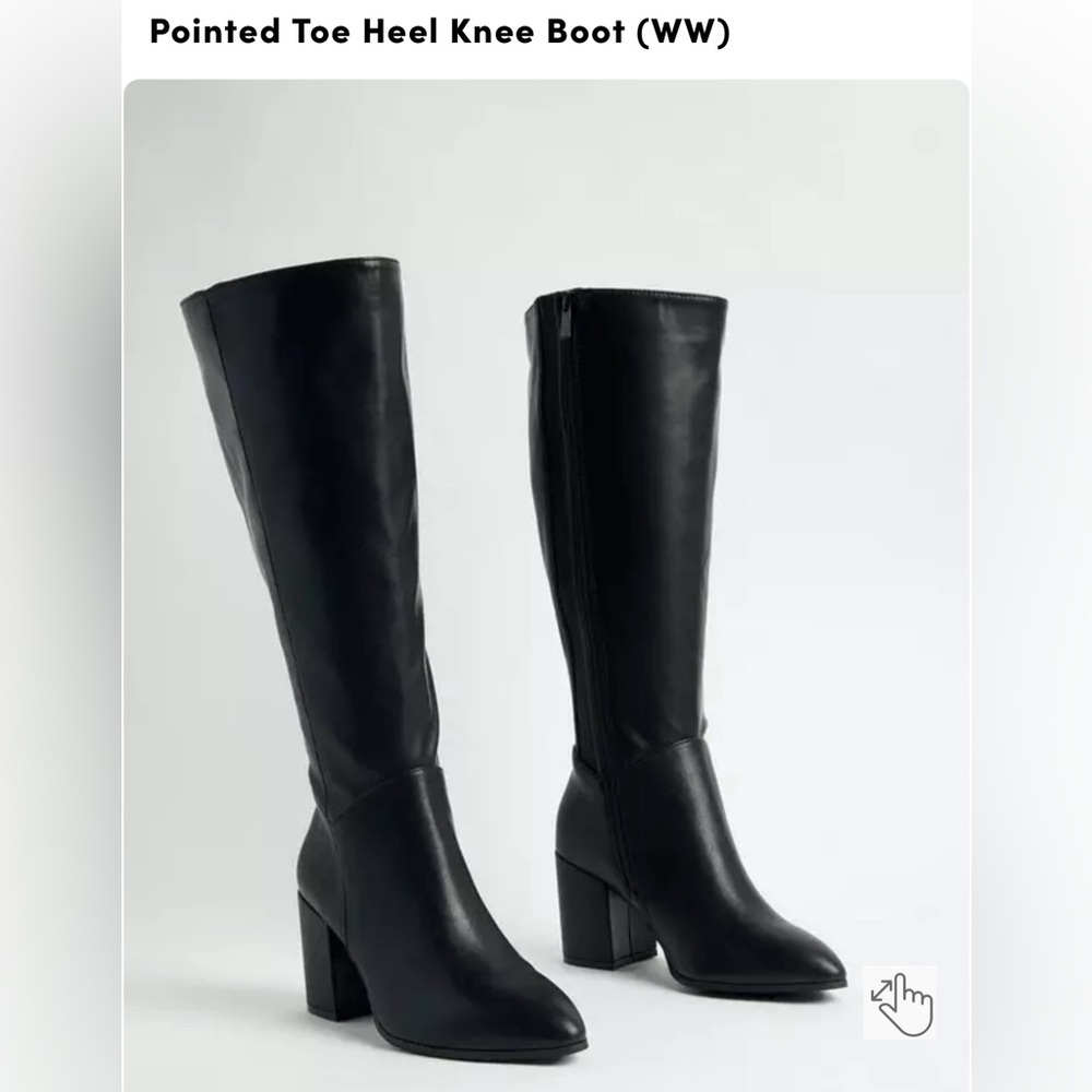 Torrid Black Knee-High Pointed Toe Heel Boots (Wide)